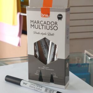 Marcador caneta para CD DVD ponta dupla preto