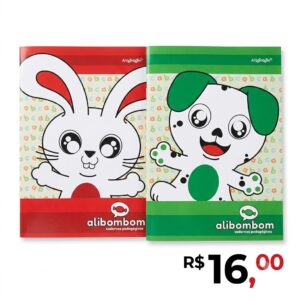 Caderno brochura Alibombom 215mm x 310mm pautas numeradas 123x 60 folhas