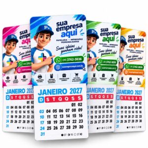 Mini Calendário Personalizado com Ímã 2027